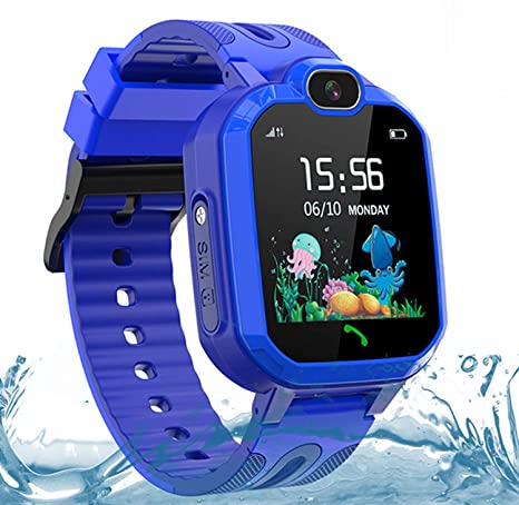 LDB Direct Kids Smartwatches Waterproof GPS/LBS Tracker Smart Watch Gift Birthday Christmas for 3-12 Year Old Boys Girls with SOS Call Two-Way Call Touch Screen Voice Chat Game Flashlight (Blue)