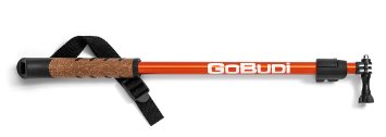 GOBUDi GoPro Compatible Selfie Stick / Mount Pole with Wrist Strap for Hero 2, 3, 4 Camera | Extendible, Sturdy, Lightweight & Waterproof | Works with GoPro Remote | Orange