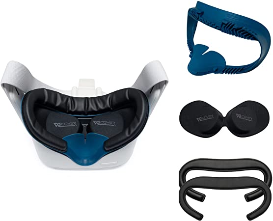 VR Cover Fitness Facial Interface and Foam Set for Meta/Oculus Quest 2 (Dark Blue & Black)