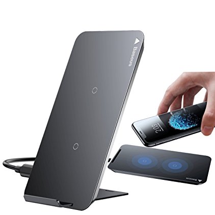 Galaxy Note 8 Wireless Charging Stand, AICase QI Wireless Charger 2 Coils Cell Fast Charging Pad Station for iPhone X,8/8 Plus, Samsung Galaxy Note 8 S8  S7 and Other Qi-enabled Devices (Black)