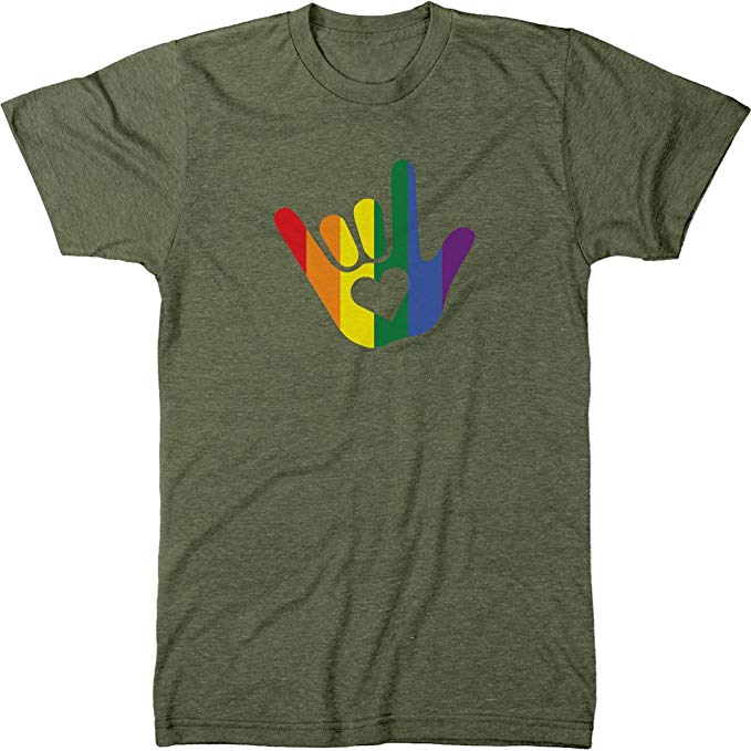 ASL I Love You Gay Pride Sign Language Men's Modern Fit T-Shirt