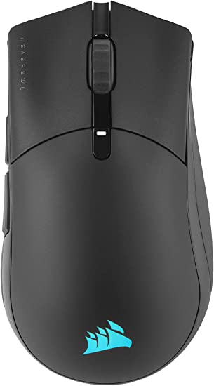 Corsair SABRE RGB PRO WIRELESS CHAMPION SERIES, Ultra-lightweight FPS/MOBA Wireless Gaming Mouse (SLIPSTREAM WIRELESS Technology, CORSAIR MARKSMAN 26,000 DPI Optical Sensor) Black