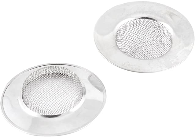 Basin Sink Drainer Filter 3 Inch Dia Mesh Hole 2 Pcs Silver Tone