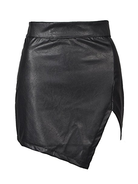 PERSUN Women's Versatile High Waist Bodycon PU Mini A-Line Pencil Skirt(Small to 3X Plus)