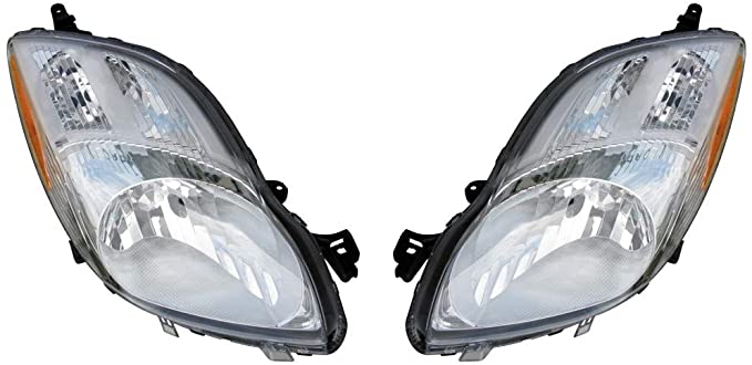 For 2009-2011 Toyota Yaris Pair Head Lights Driver and Passenger Side Assembly Unit Hatchback TO2518123 TO2519123 - replaces 81170-52B40 81130-52B50