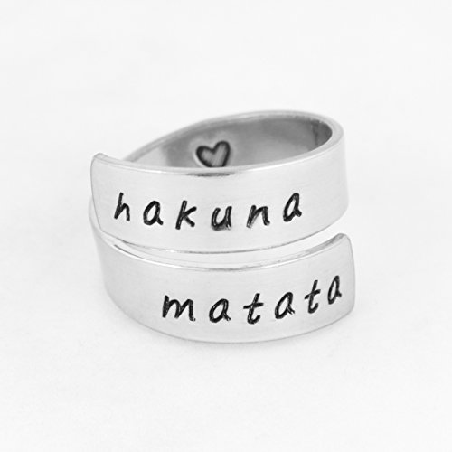 Hakuna Matata Ring - Inspirational - Affirmations - Adjustable Aluminum Wrap Ring