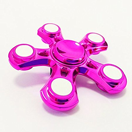 Fidget Spinner Toy Stress Reducer Ceramic Bearing - Perfect For ADD, ADHD, Anxiety, and Autism Adult Children,CAN CHANGE COUNTENANCE,Come with Iron Gift Box (5 horn-Rose)
