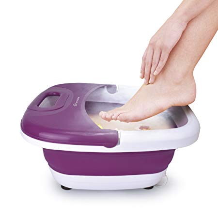 ecHome Foldable Foot Spa and Massager with Heat and Bubbles (Purple)