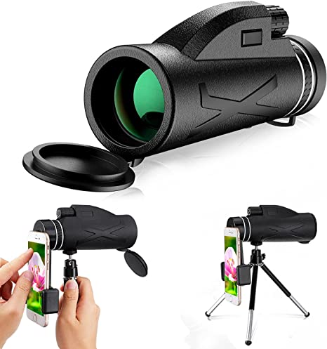 Monocular Telescope, OUTERDO 80x100 High Power Prism Monocular HD Dual Focus Scope with Smartphone Holder & Tripod,Portable Waterproof Fogproof,for Bird Watching Hunting Camping Travelling