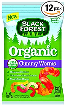 Black Forest Organic Gummy Worms Candy, 4 Ounce Bag, Pack of 12