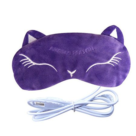 Ayygift Cute Fox USB Warm Heating Eye Mask Lavender Steam Eyeshade Blindfold