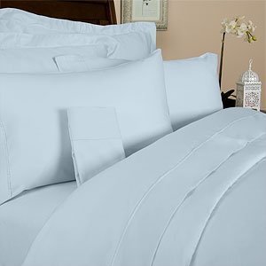 Percale California King Size 300 Thread Count Solid Blue Sheet Set 100 % Egyptian Cotton (Deep Pocket) 300TC