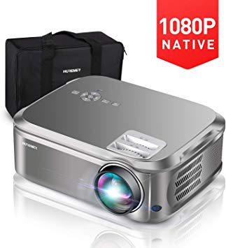 HUREMER Native 1080P Projector, 6500 Lumens Full HD Video Projector with 200" Display and 4D Keystone Correction, Perfect for Home Theater, Business PPT, Games