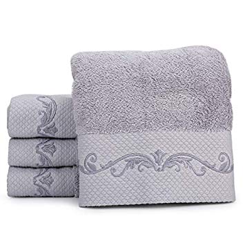 WeiWyTex 100% Pakistan Cotton Luxury Hand Towels Set for Bathroom | 4 Pieces 16x31 in | 750 GSM Five-Star Hotel Standards | Hair Dry Hat Cap | Thick and Soft | Eco Certification (Gray)