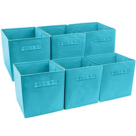 Sorbus Foldable Storage Cube Basket Bin (6 Pack, Aqua)