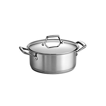 Tramontina 80101/010DS Gourmet Prima Stainless Steel Tri-Ply Base Covered Dutch Oven, 5 Quart, Made in Brazil