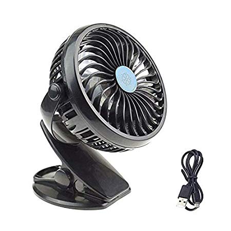 Alytimes USB Clip On Fan for Baby Stroller 360 Rotation Personal Clip Desk Fan with Multi Versatile Outdoor (Black)