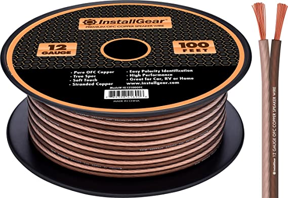 InstallGear 12 Gauge Speaker Wire - 99.9% Oxygen-Free Copper - True Spec Soft Touch Cable (100-feet)