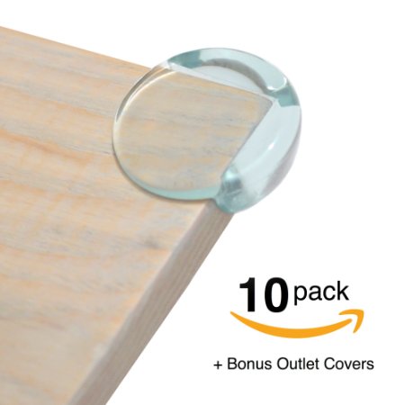 FitFabHome 10 Pack Premium Clear Corner Guards | BONUS ELECTRICAL OUTLET COVERS 6 PACK | Strong 3M Brand Adhesive | Baby-Proof And Protect Your Children From Sharp Corners On Tables, Desks, Furniture