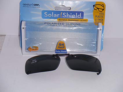 Solar Shield Polarized Clip-on Gray Sunglasses That Fit Plastic or Thick Frames 54 Rec F
