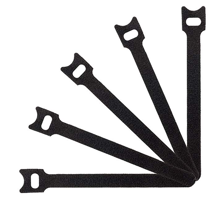 Tenn Well Magic Cable Ties, 50pcs Reusable Nylon Cable Ties with Hook Loop for Tidying Computer and Network Cable (Black)