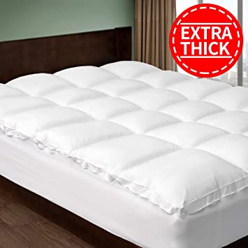 CHOKIT Extra Thick Twin XL Mattress Topper, Cooling Cotton Mattress Pad Cover, 400 TC Pillow Top Construction (8-21Inch Deep Pocket),2 Inches Thick Breathable Snow White