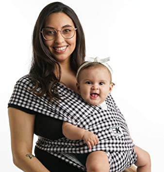Baby K’tan Print Baby Wrap Carrier, Infant and Child Sling - Simple Wrap Holder for Babywearing - No Rings or Buckles - Carry Newborn up to 35 lbs, Gingham, S (W Dress 6-8 / M Jacket 37-38)