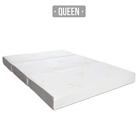 Milliard 6-Inch Memory Foam Tri-fold Mattress with Ultra Soft Removable Cover with Non-Slip Bottom - Queen