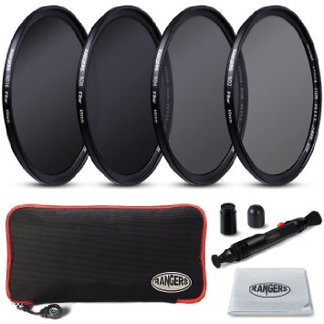 Rangers Focus Series 49mm Full ND Filters Includes Full ND2, ND4, ND8, ND16 Filters   Carrying Case   Lens Cleaning Cloth   Lens Cleaning Pen