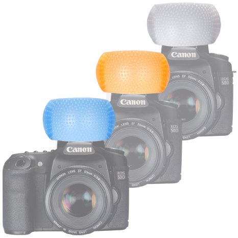 Neewer 88015585 Hot-Shoe Soft Pop-Up Flash Diffuser for Digital SLR Cameras White Blue Orange