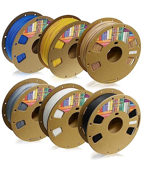 OVERTURE Matte PLA Filament 1.75mm, 3D Printer Filament, Matte PLA Roll 6kg Cardboard Spool (13.2lbs), Dimensional Accuracy  /- 0.03 mm, Fit Most FDM Printer (6 Color (6-Pack))