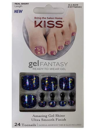 Kiss Gel Fantasy Real Short Toe Nails 24 ct - Twilight