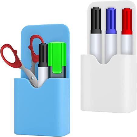 TIESOME Magnetic Pen Marker Holders, 2 Pcs Dry Erase Marker Magnetic Cup Holder, Whiteboard Pen Holder Organizer Pen/Pencil/Magnets/Dry Erase/Marker Storage Organizer for Refrigerator Cabinet Locker