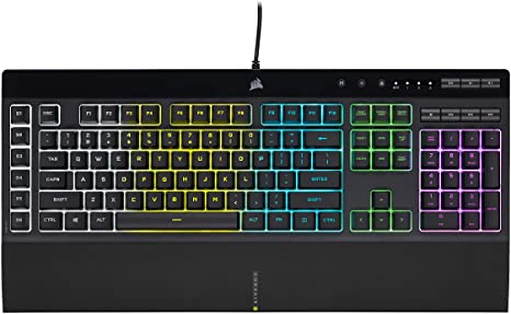 CORSAIR K55 RGB PRO - Dynamic RGB Backlighting - Six Macro Keys with Elgato Stream Deck Software Integration - IP42 Dust and Spill Resistant - Detachable Palm Rest - Dedicated Media and Volume Keys