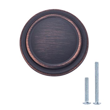 AmazonBasics Straight Top Ring Cabinet Knob, 1.25" Diameter, Oil Rubbed Bronze, 10-Pack