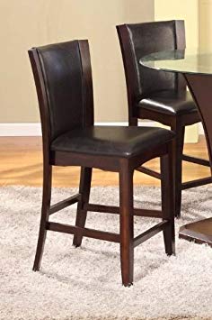 Roundhill Furniture Kecco Espresso Solid Wood Counter Height Stools, Set of 2
