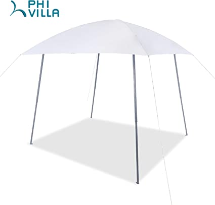 PHI Villa 8'x8' Slant Leg UV Block Sun Shade Canopy with Hardware Kits, Shade for Outdoor Patio Deck Garden Events, White