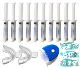 White Teeth Global branded TM 44 Carbamide Peroxide 10 Syringes of Teeth Whitening Gel - 1 LED Accelerator Light - 2 Trays - 1 Shade Guide - 1 Instructions Sheet - Best At Home Teeth Whitening Products