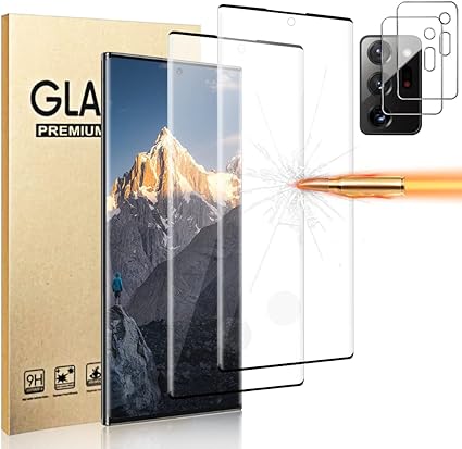 2 2 Pack] Galaxy Note 20 Ultra Screen Protector Tempered Glass   Camera Lens Protector [9H Hardness] [Fingerprint Unlock] HD Clear Glass Screen Protector for Samsung Galaxy Note 20 Ultra (6.9 Inch)