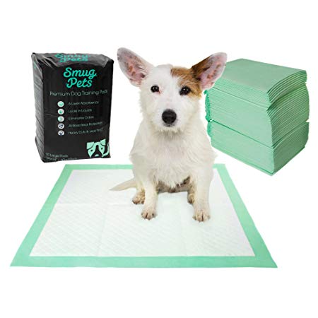 SmugPets Premium Dog Puppy Training Pads 50 Pack - Super Absorbent 6 Layers Pet Training Puppy Pad – Eliminates Urine Odour