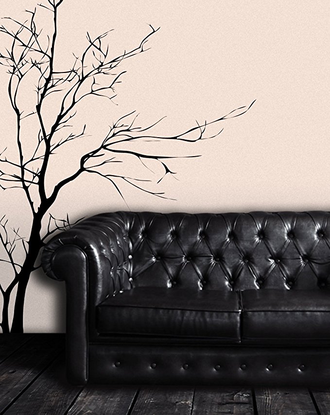 Stickerbrand Nature Vinyl Wall Art Bare Tree Branch Wall Decal Sticker - Black, 84" x 52". Easy to Apply & Removable.