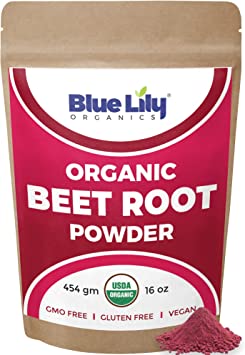 Blue Lily Organic Beet Root Powder (1 lb) | USDA Certified | Raw & Non-GMO | Super Food | Natural Nitric Oxide Booster | Supports Healthy Circulation and Energy Levels