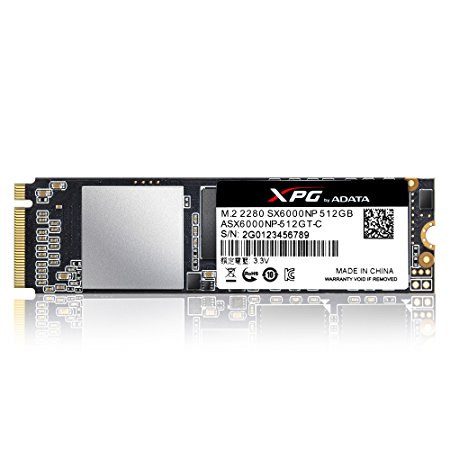 ADATA XPG SX6000 PCIe 512GB 3D NAND PCIe Gen3x2 M.2 2280 NVMe 1.2 R/W up to 1000/800MB/s Solid State Drive (ASX6000NP-512GT-C)