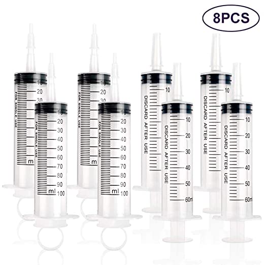 DEPEPE 8 Packs 60ml 100ml Large Plastic Catheter Tip Syringe with Caps, Multiple Uses for Scientific Lab, Measurement and Dispensing