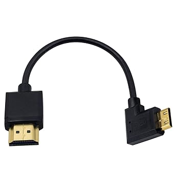 Duttek Mini HDMI to Standard HDMI Cable, HDMI to Mini HDMI Cable, Ultra-Thin Right Angled 90 Degree Mini HDMI Male to HDMI Male Cable Support 4K Ultra HD, 1080p, 3D(HDMI 2.0) (15cm/6 inch)