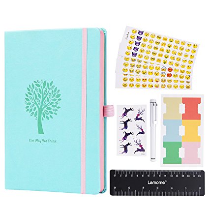 Dotted Journal Notebook Diary – Lemome Numbered Pages BuJo with Pen Holder – Recyclable Thick Paper – Premium Gifts Kit - Hardcover, A5, Mint Green