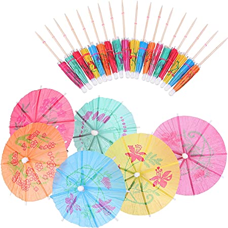 Boao 288 Pieces Cocktail Umbrella Picks Drink Picks Cocktail Parasols Assorted Umbrella Parasol Paper Cupcake Toppers for Party Favours Party Supplies