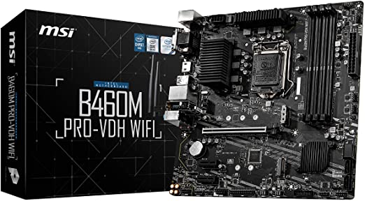 MSI B460M PRO-VDH WIFI mATX Motherboard (10th Gen Intel Core, LGA 1200 Socket, DDR4, Dual M.2 Slots, USB 3.2 Gen 1, Gigabit LAN, VGA/DVI-D/HDMI)