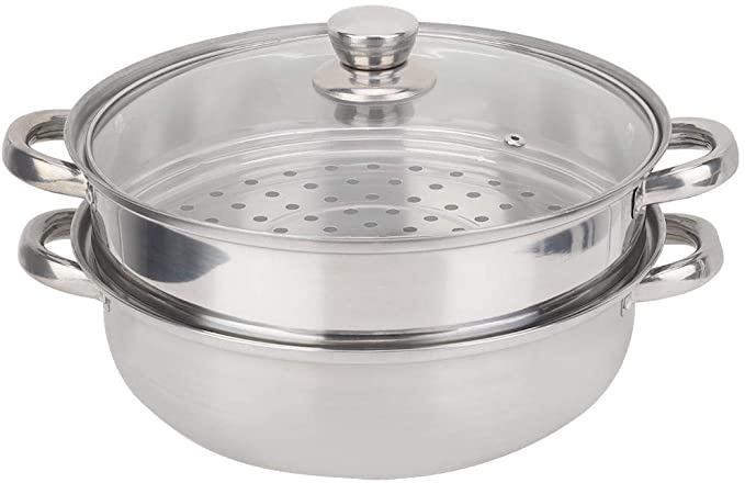 Steamer Pot Stainless Steel Stockpot Hotpot Food Steamer Pot Cookware Household Cooking Tool Boiler Soup Steaming Pot (2-Layer-27cm)