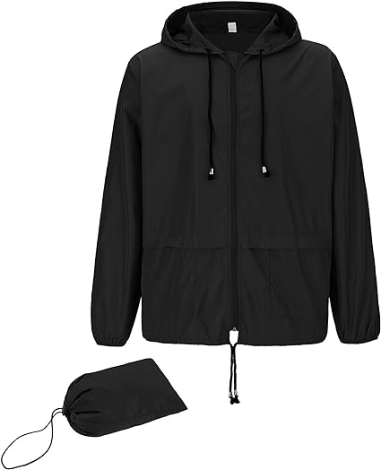American Trends Mens Rain Jacket Lightweight Packable Rain Coats Men Waterproof Jackets with Hood Windbreaker